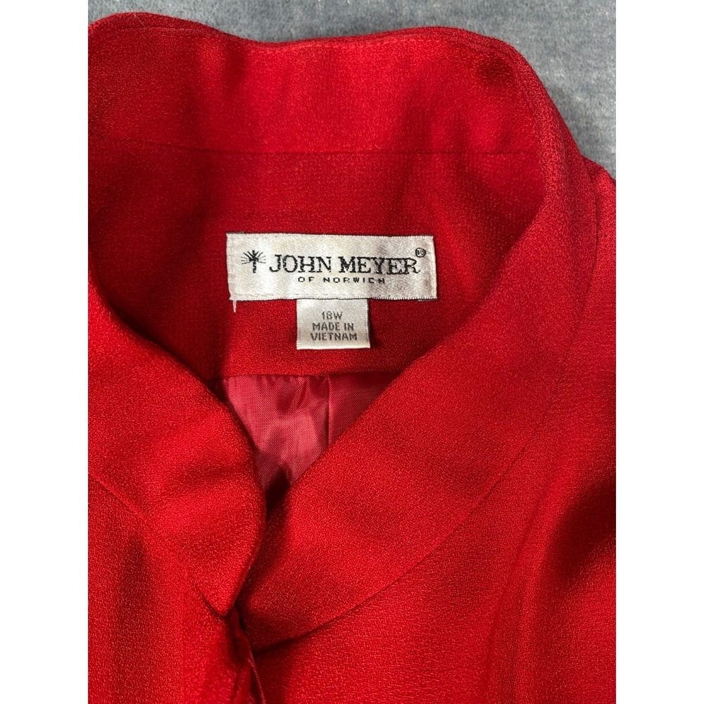 John Meyer of Norwich Jacket Women Size 18W RedEmbroidered Long Blazer Button Up - Picture 5 of 11